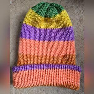 Colorful Striped Double Knit Hat